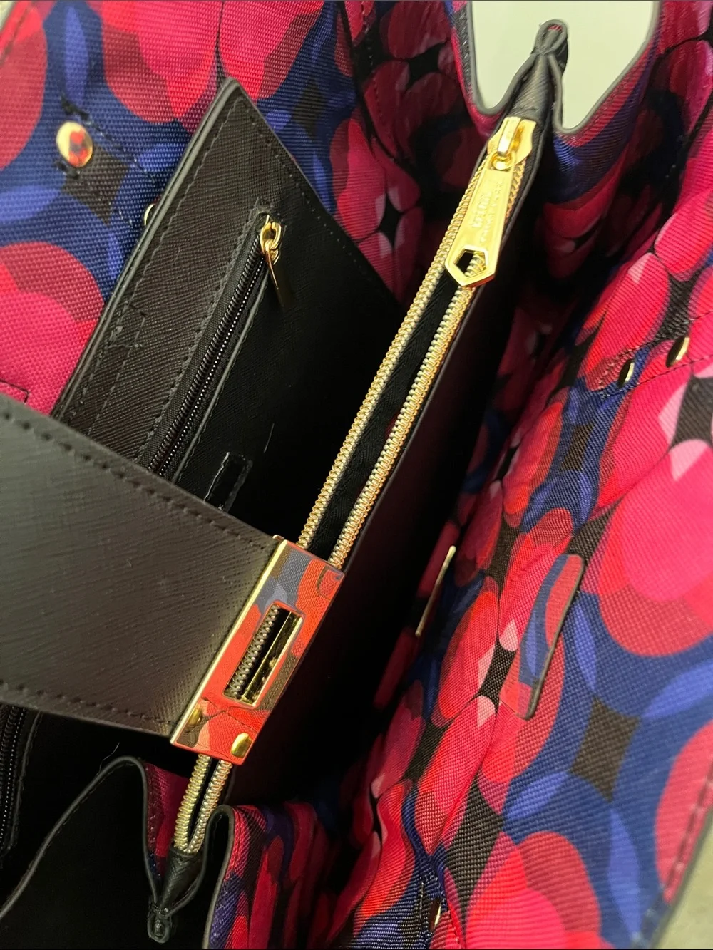 Black Trina Turk Tote Bag with Gold Hardware